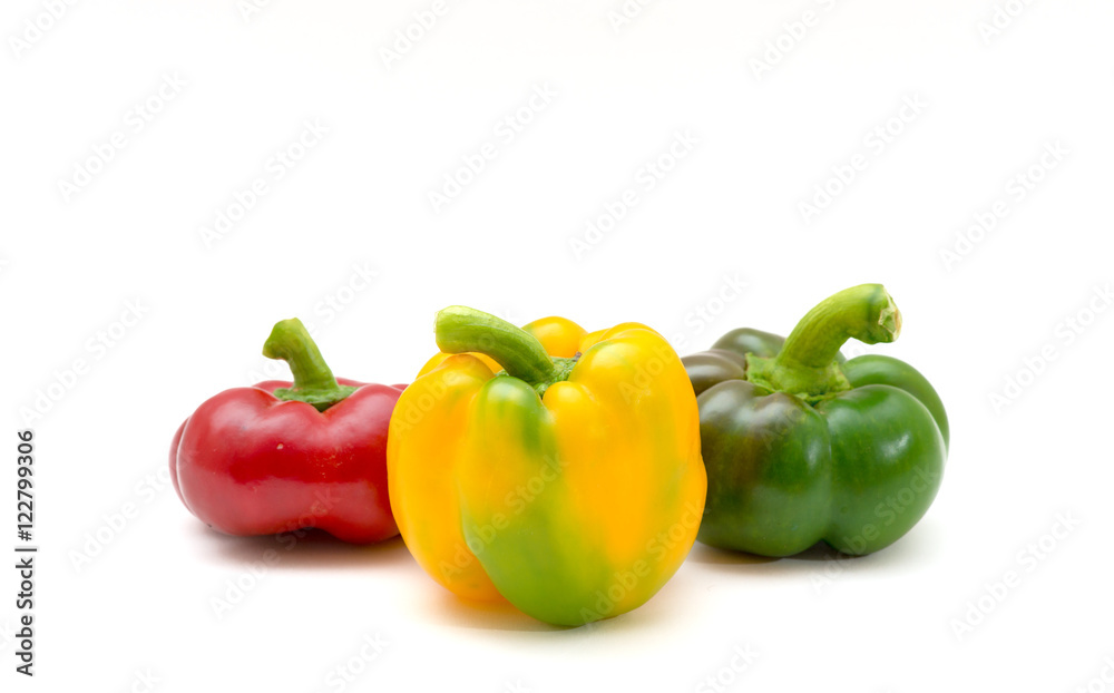 fresh pepper vegetables isolated on white background fresh pepper vegetables isolated on white background