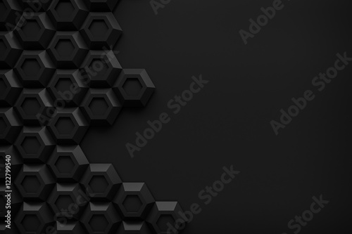 black hexagon Honeyomb modern technology black abstract 3d  background