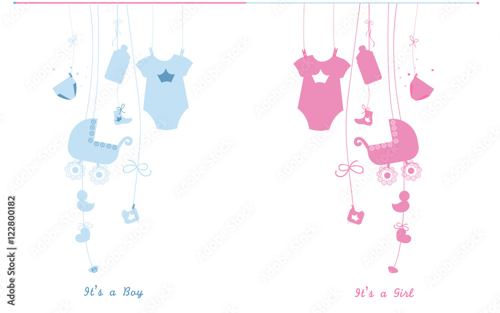Φωτογραφία Baby newborn hanging baby boy baby girl symbols illustration