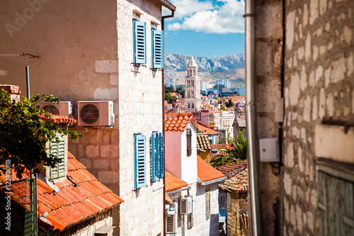 Street of Old Town Split in Dalmatia, Croatia photo