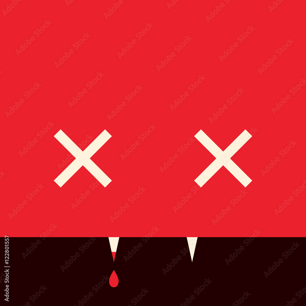 Obraz premium Minimalistic picture vampire for Halloween holiday, drop of blood, vector design