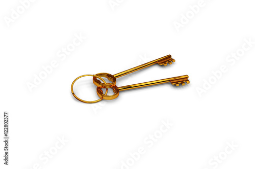 3d illustration of a key to the door, happiness, love and home
