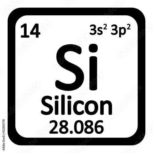 Periodic table element silicon icon.