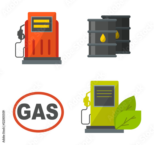 Gas oil station vector set.
