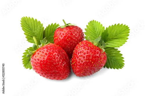 Red strawberries isolated on white