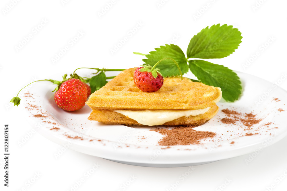 Waffles with strawberry Waffles with strawberry