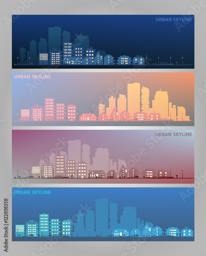 Cityscape set on blurred backgrounds