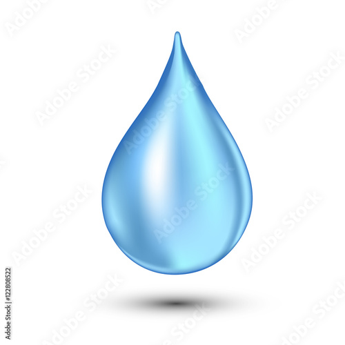 Water drop vector illustration. Clean isolated on white. Falling .