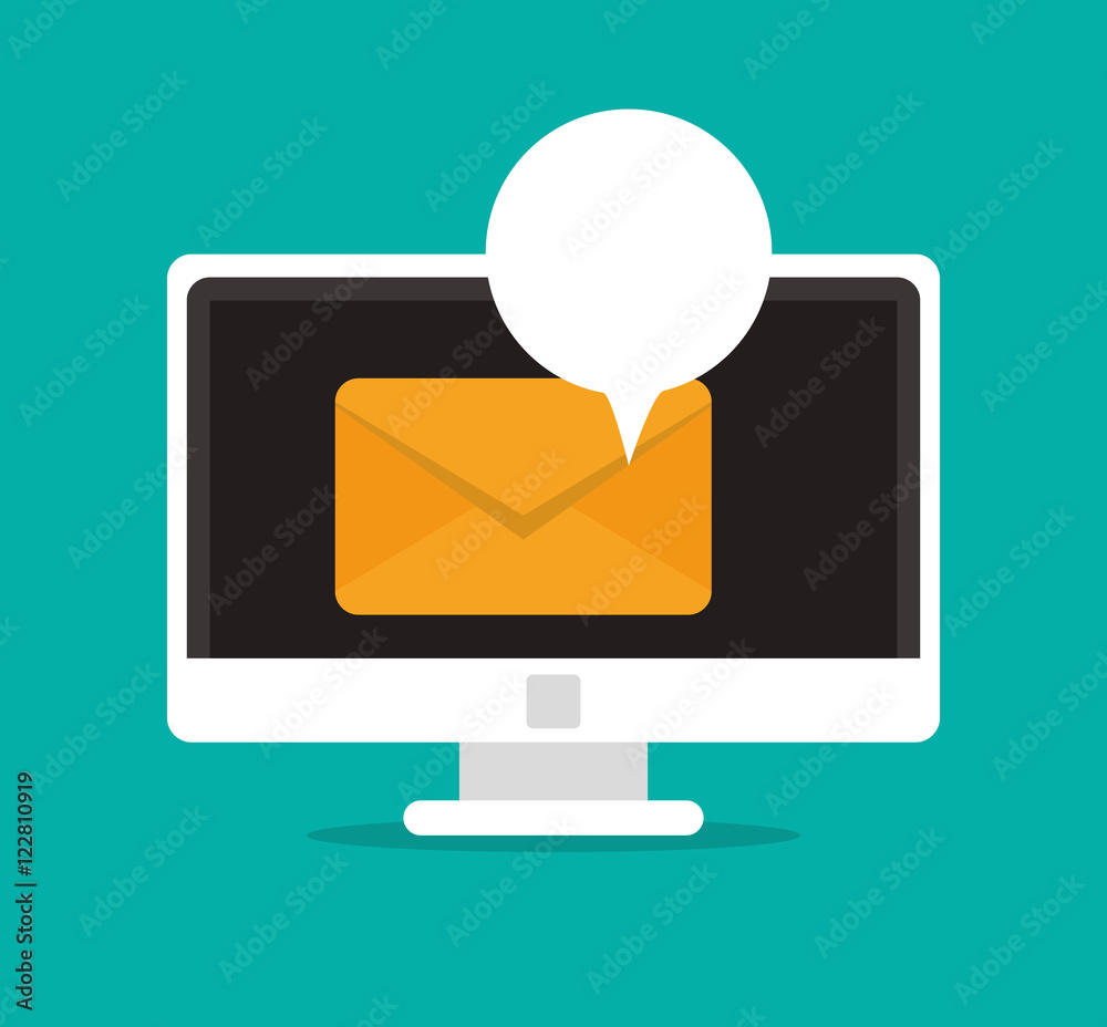computer with digital messaging related icons image vector illustration design computer with digital messaging related icons image vector illustration design