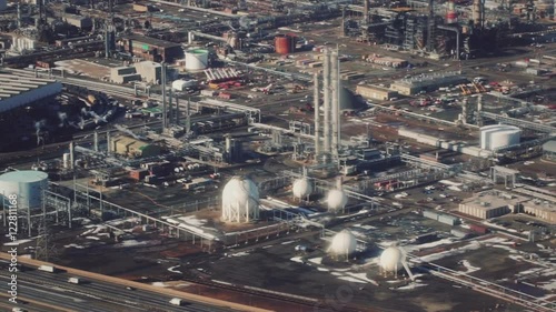 Aerial view of a large industrial complex photo