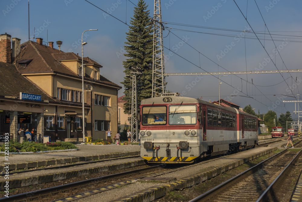 Trains in summer morning in Slovakia