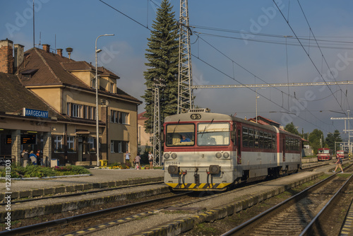 Trains in summer morning in Slovakia