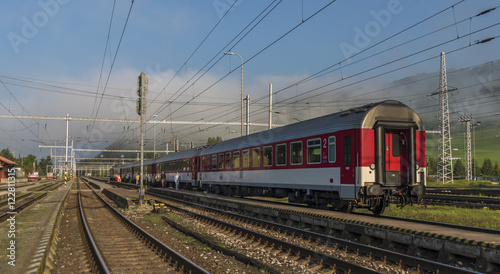 Trains in summer morning in Slovakia