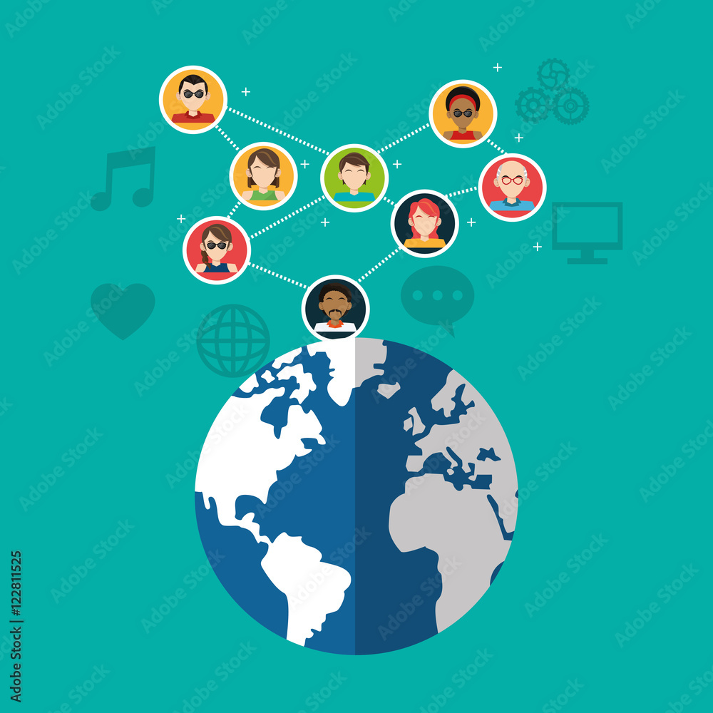 earth globe with socia media related icons image vector illustration design earth globe with socia media related icons image vector illustration design