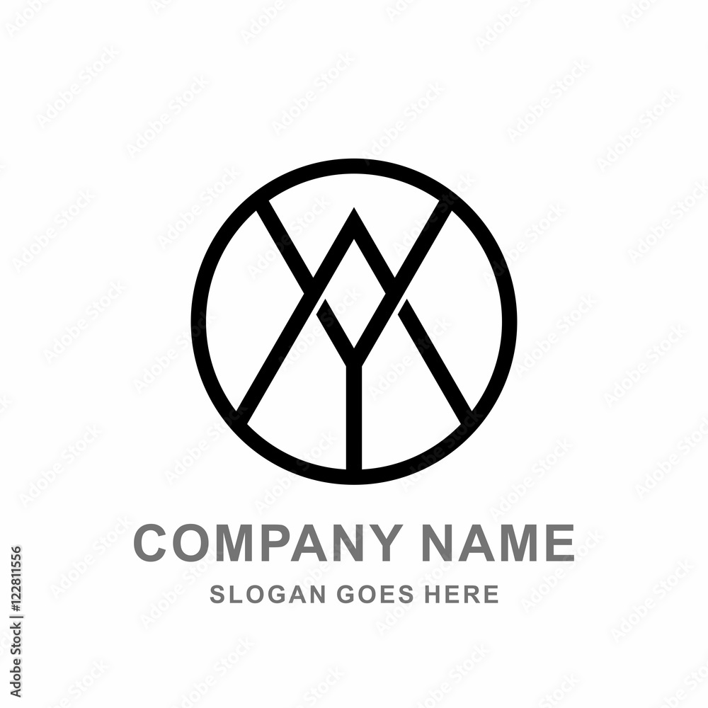 Monogram Letter Y & A Geometric Circle Line Vector Logo Design Template Monogram Letter Y & A Geometric Circle Line Vector Logo Design Template