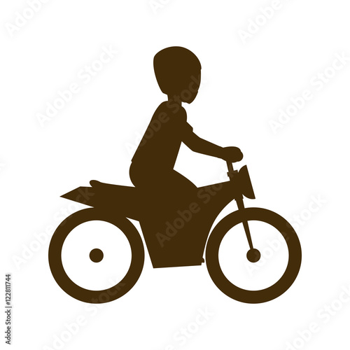 man biker riding a red motorcycle with red helmet. extreme sport. vector illustration