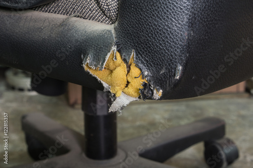 Torn leather seat