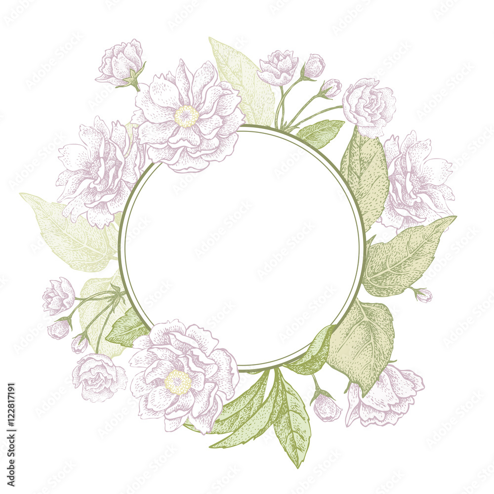 Vector card wiht plum flowers. Vector card wiht plum flowers.