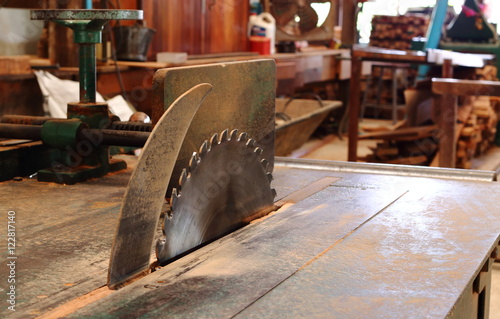 Table saw in workshop