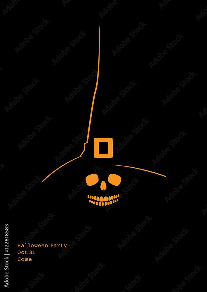 Invitation to Halloween party. Vector illustration of a skull in a