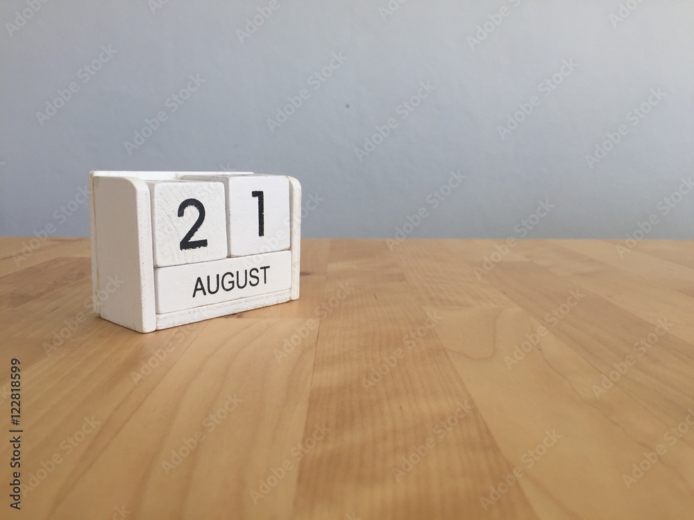 August 21st.August 21 white wooden calendar on wood background.S August 21st.August 21 white wooden calendar on wood background.S