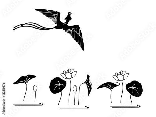 鳳凰 飛翔 蓮 Stock イラスト Adobe Stock