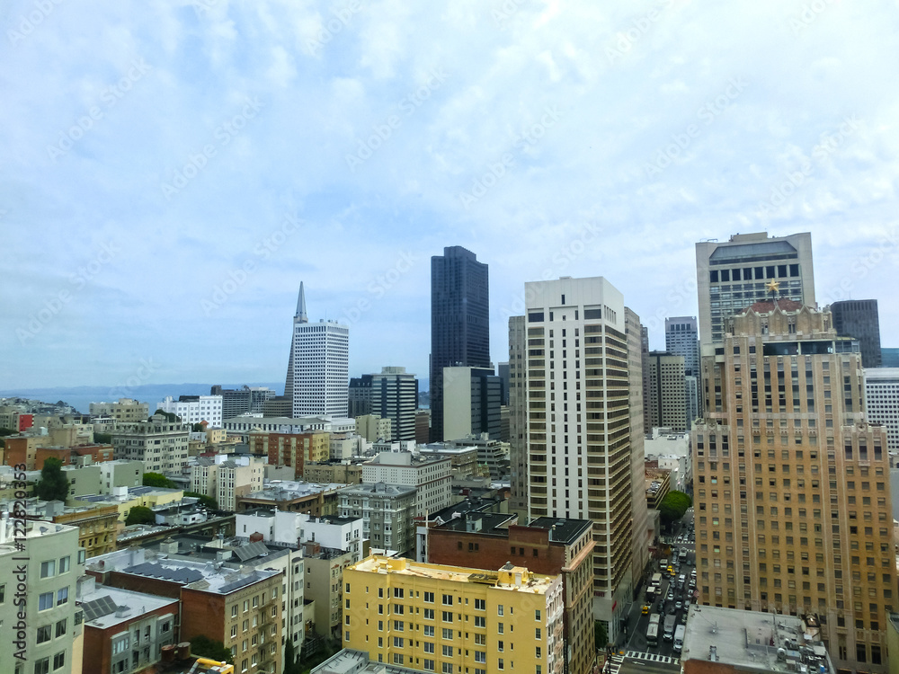 Fototapeta premium San Francisco Cityscape with Downtown Skyscrapers in a Distance, California, USA