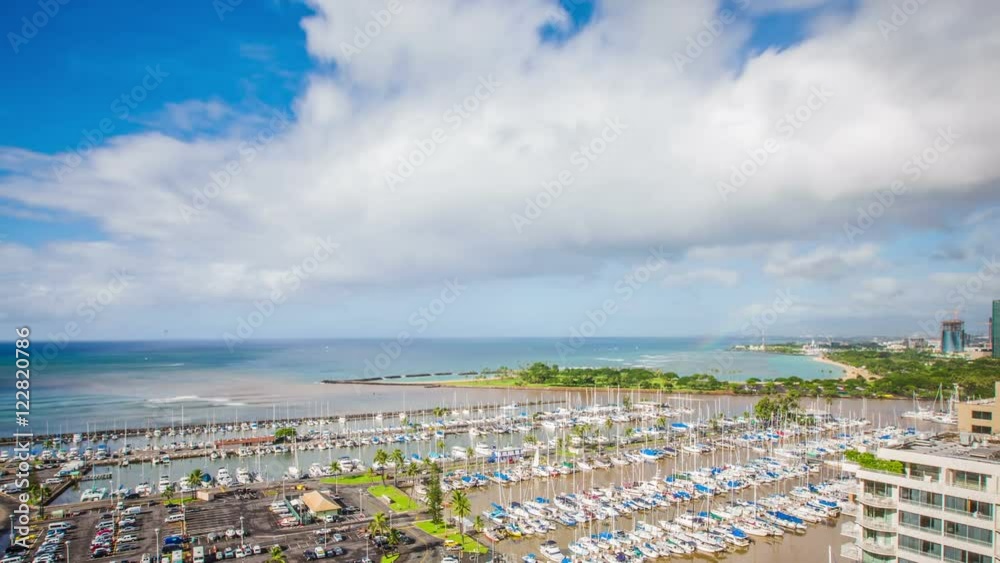 Time Lapse - Rainbows with Clouds at the Harbor Honolulu, Hawaii Time Lapse - Rainbows with Clouds at the Harbor Honolulu, Hawaii