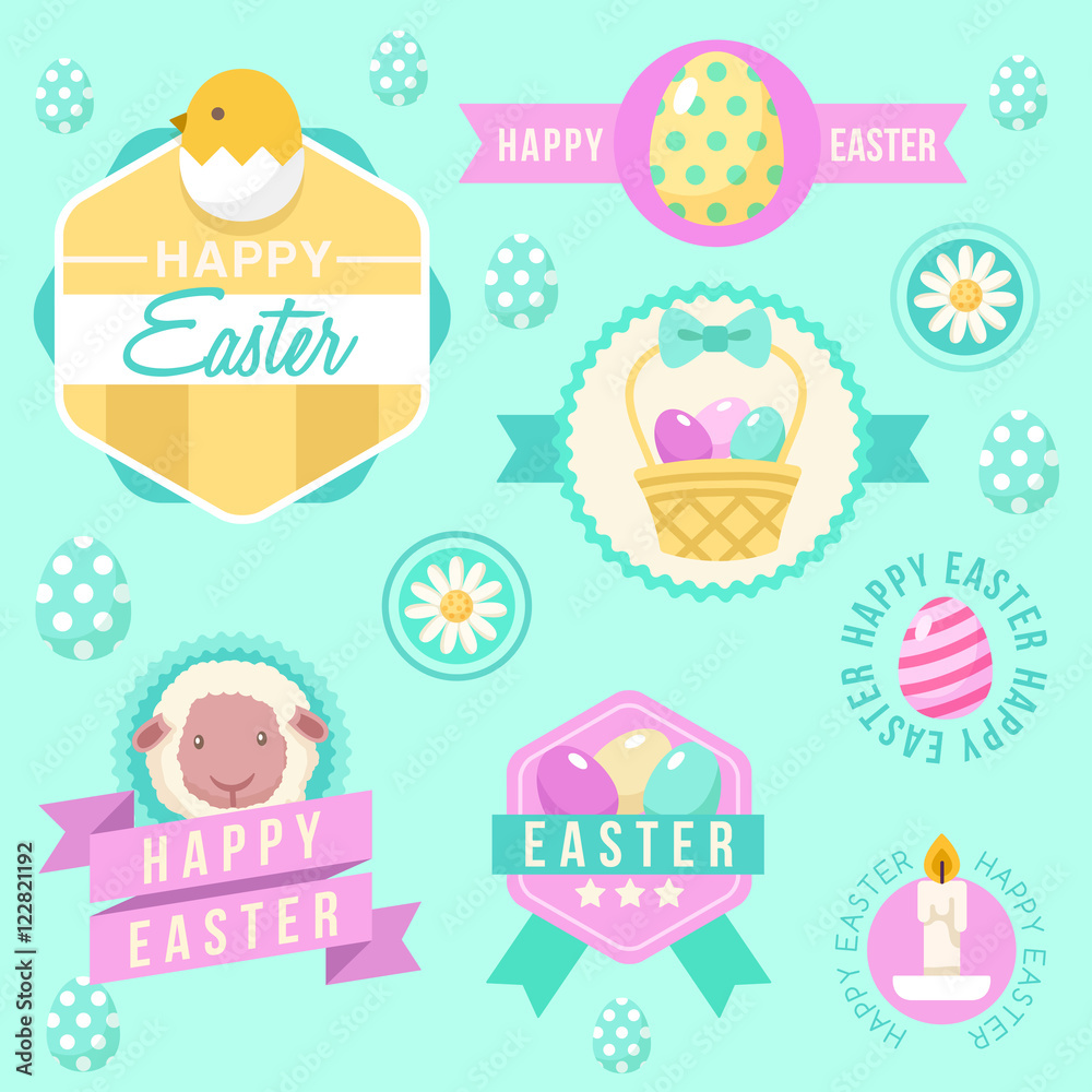 Fototapeta premium Happy Easter Elements : Vector Illustration