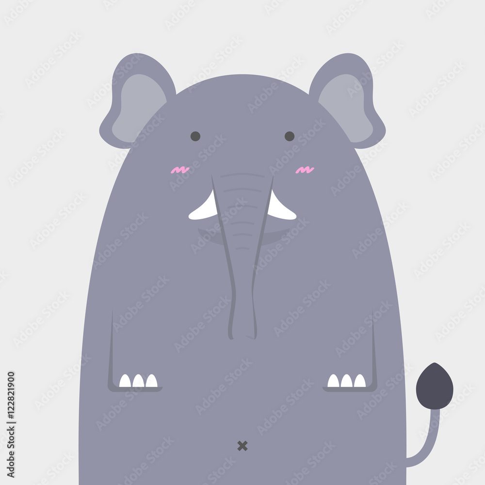 Fototapeta premium cute fat big elephant on light gray background