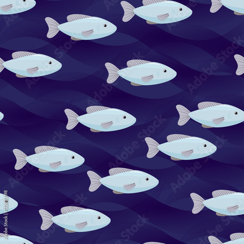 flock of fishes seamless pattern