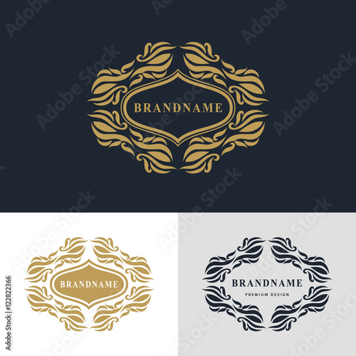 Monogram design elements, graceful template. Calligraphic elegant line art logo design. Frame emblem sign for Royalty, business card, Boutique, Hotel, Heraldic, Wine, Jewelry. Vector illustration