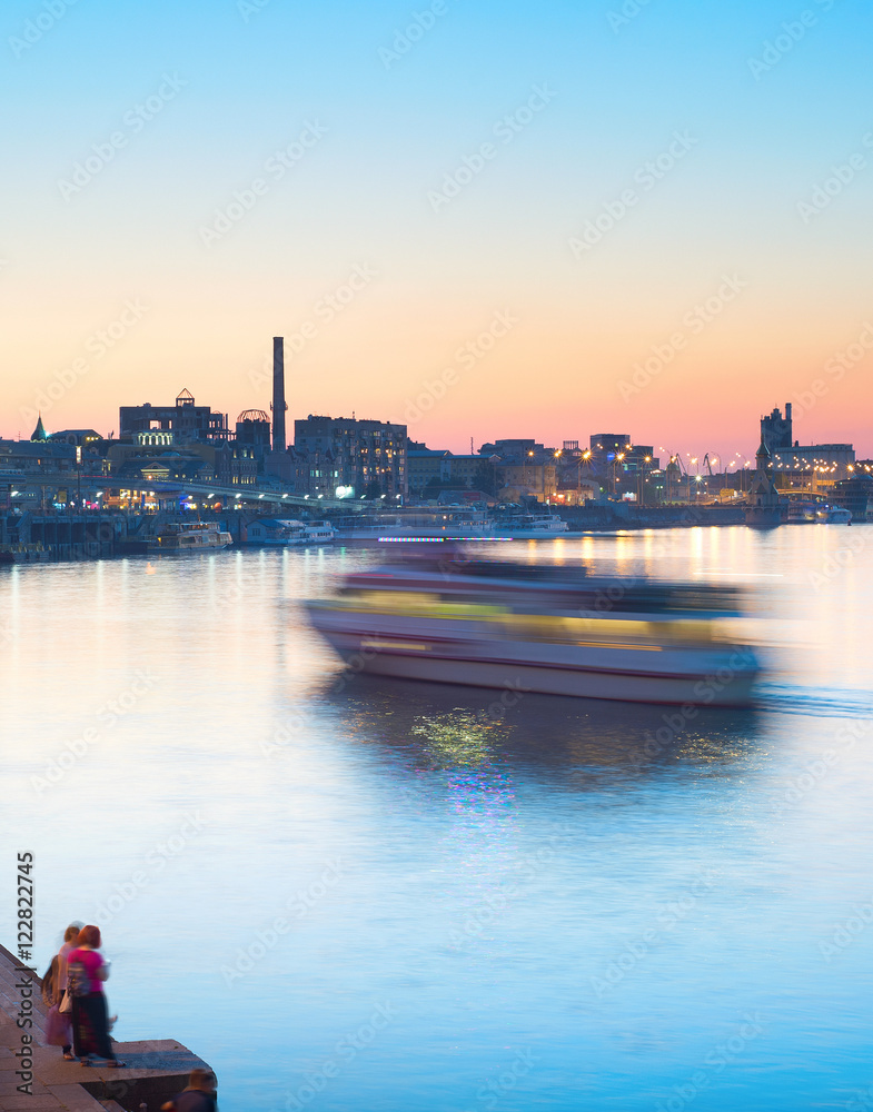 Naklejka premium River ship motion blur