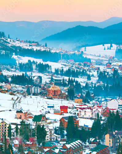 Village in Carpathians moun...