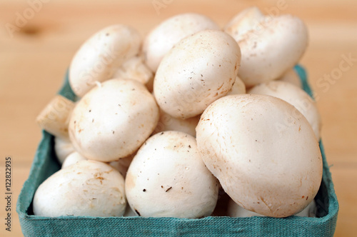 white mushroom in basket