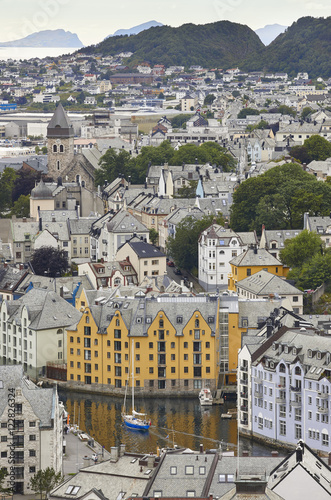 Norway. Alesund city viewpoint Aksla mountain. Norwegian urban l photo