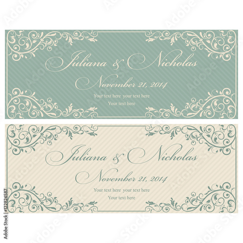 Set of 2 Wedding Invitation card Baroque