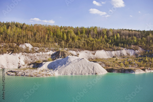 Turquoise quarry landscape at Volkovysk Belarus photo