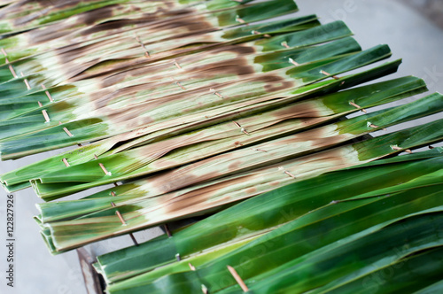 the Khanom jaak,Nipa palm dessert, Thai sweetmeat made of flour photo