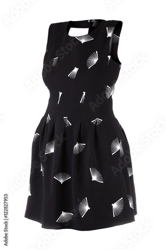 classic black dress on white background