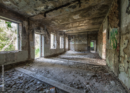 inside an old ruined house