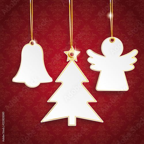 Red Ornaments 3 Stickers Christmas Angel