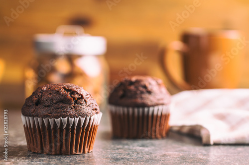 The tasty chocolate muffins.