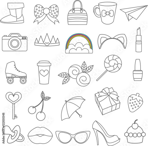 Vector isolated icons of glamor stickers and labeles