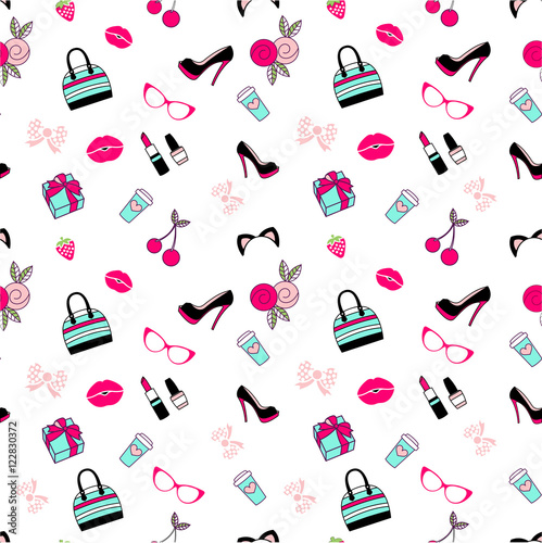 Vector pattern of glamor stickers and labeles photo