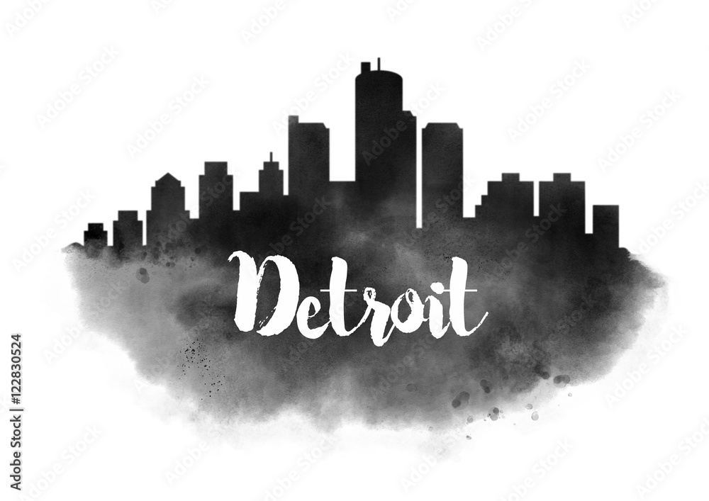Obraz Akwarela Detroit City Skyline