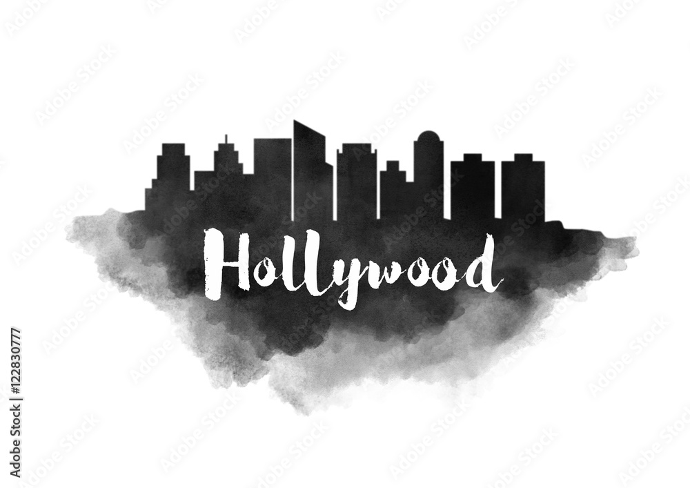 Obraz Akwarela panoramę miasta Hollywood