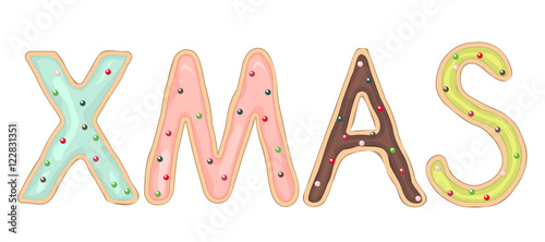 Christmas cookie vector text xmas illustration.