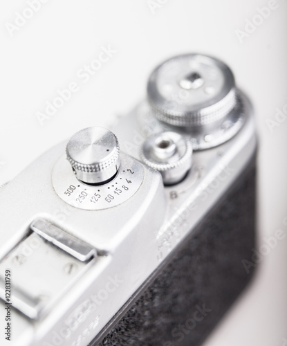 Analog camera shutter speed limb. Close-up view of detail