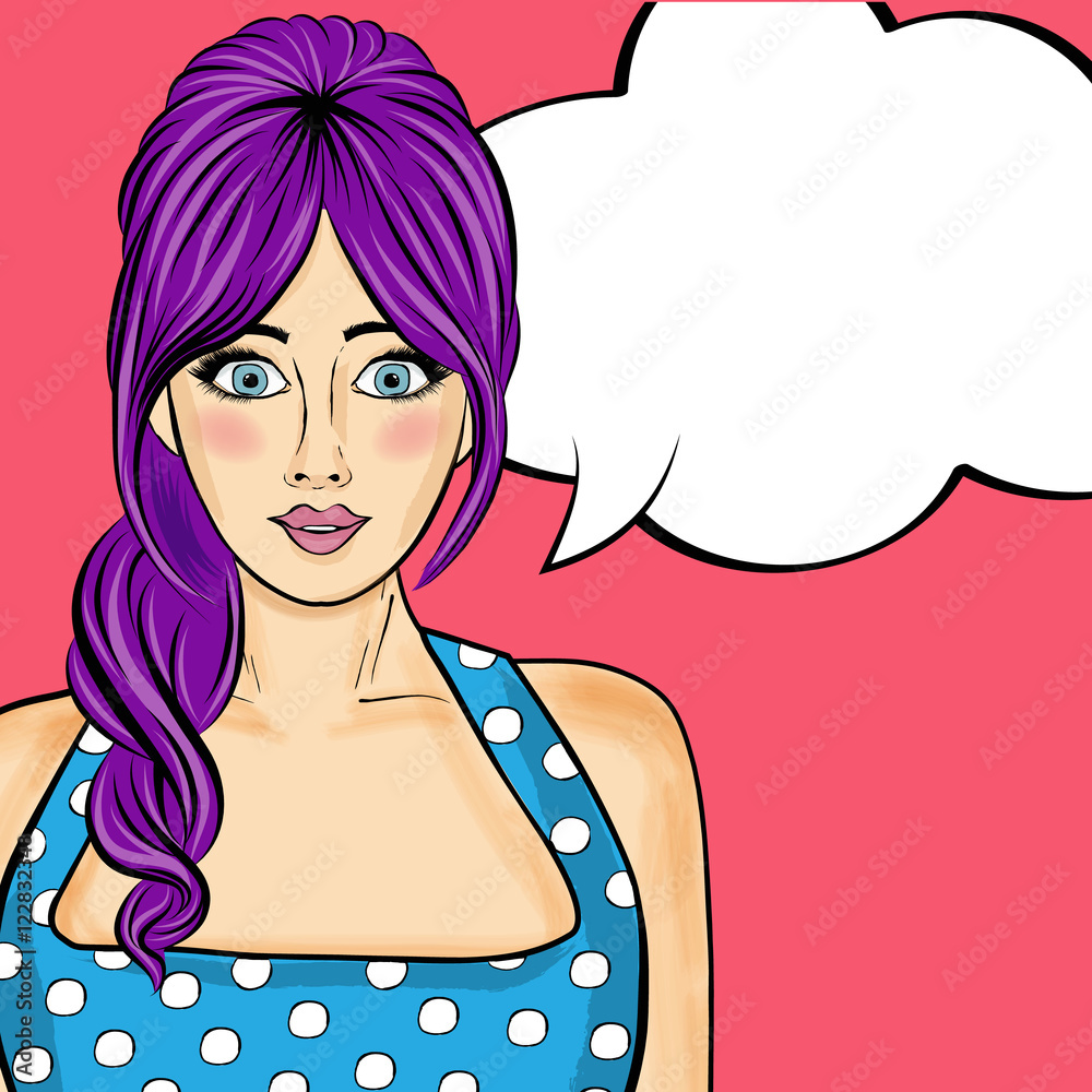 Pop art woman . Comic woman with speech bubble Pop art woman . Comic woman with speech bubble